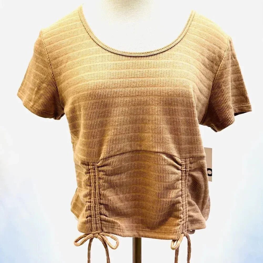NWT SO GOODS FOR LIFE Juniors Short Sleeve Pullover Round Neck Brown Shirt XXL